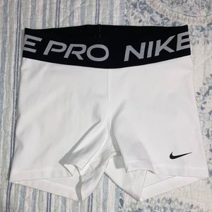 White NIKE PRO shorts